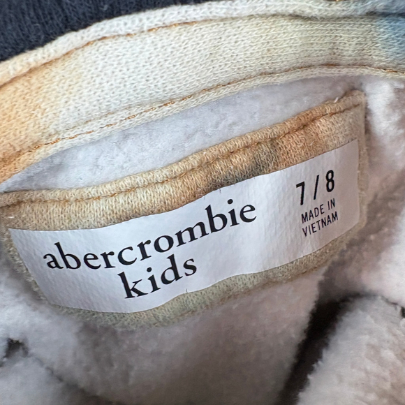 Abercrombie Kids Tie Dye Hoodie Youth 7/8 Brown Green Blue Ivory Moose Patch - Picture 7 of 9